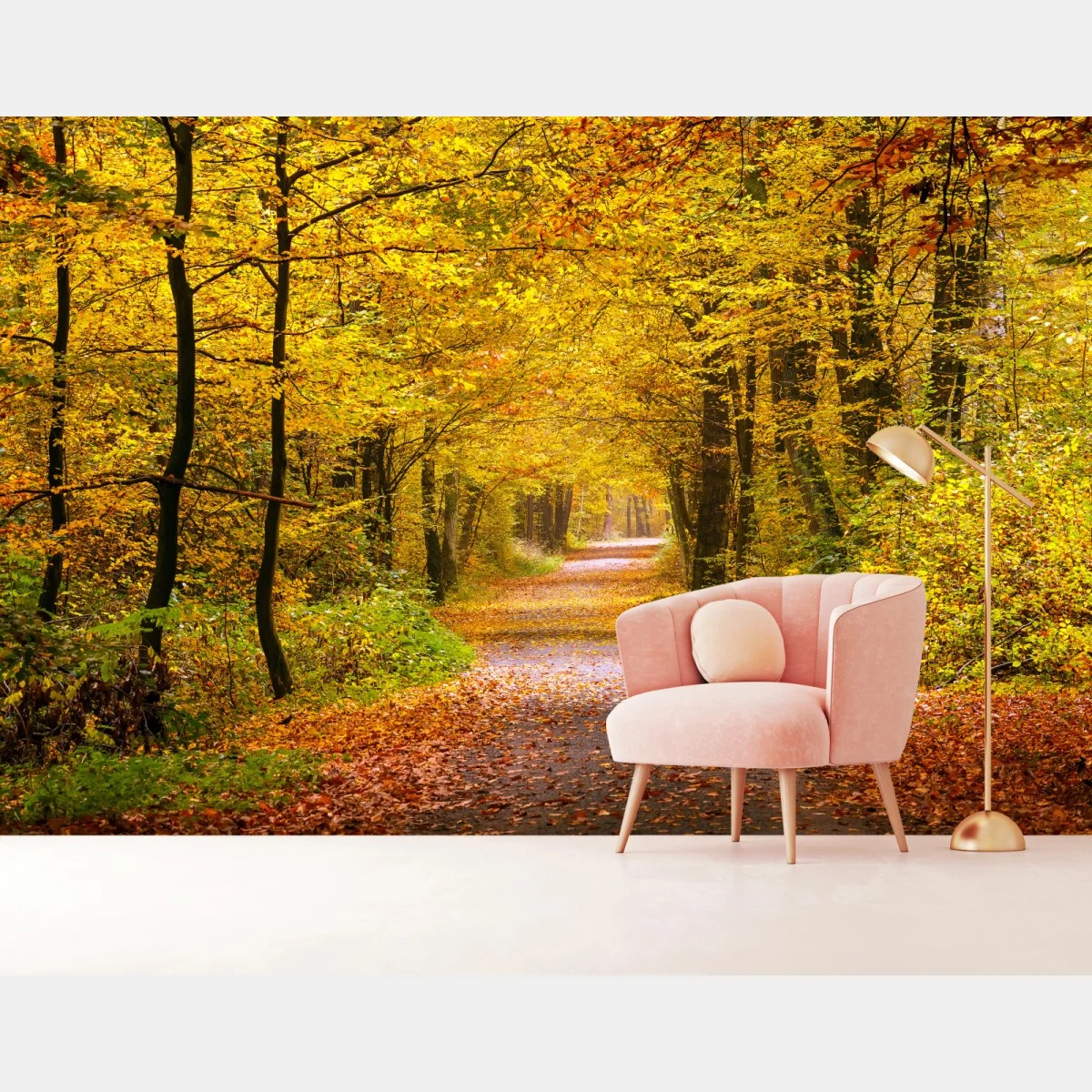 Papier peint allée forestière aux couleurs d'automne – Wallnifity® Papier peint allée forestière aux couleurs d'automne – Wallnifity®