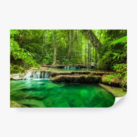 Papier peint cascade d'Erawan, oasis verte de Thaïlande – Wallnifity®