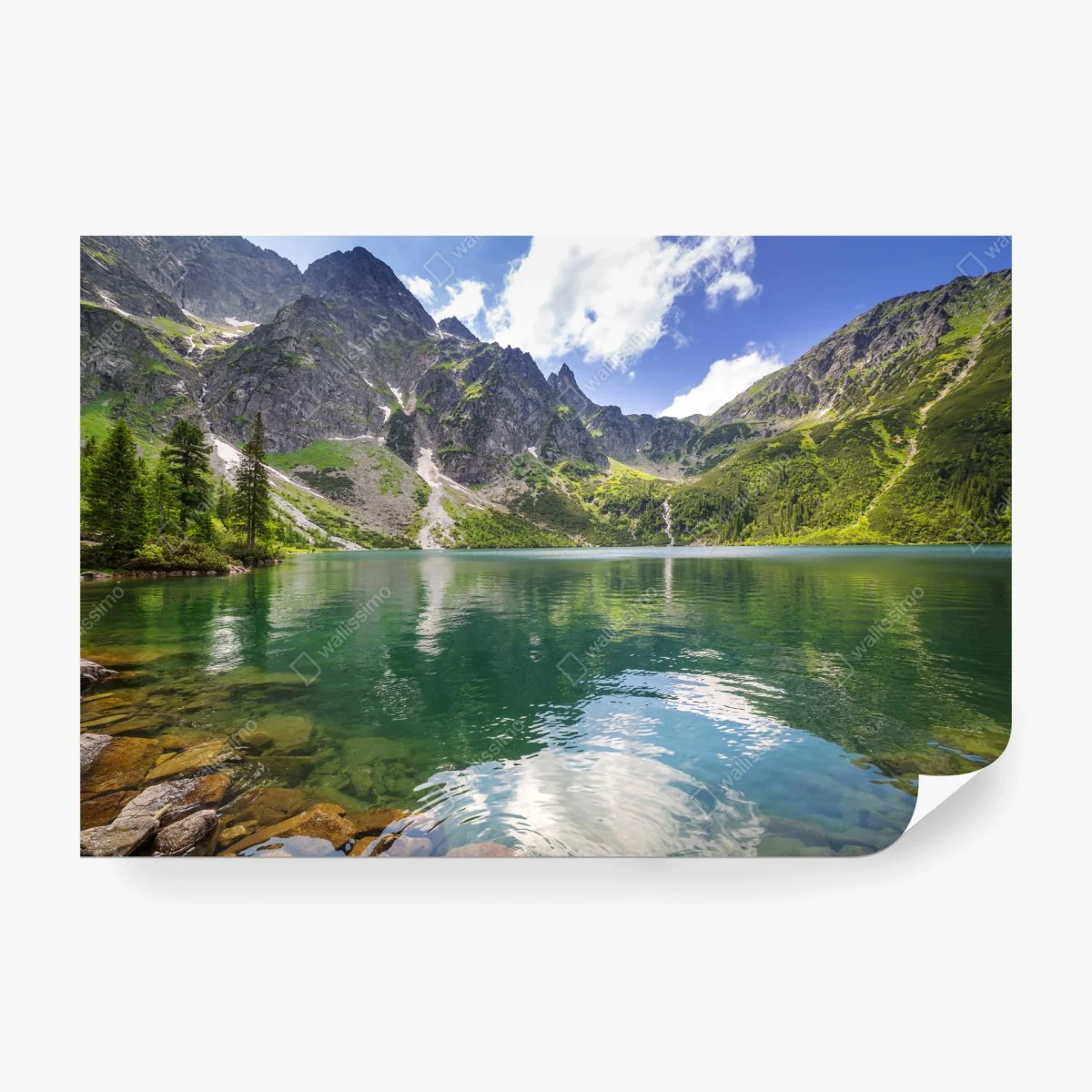 Papier peint reflets d'un lac alpin au cœur des montagnes – Wallnifity® Papier peint reflets d'un lac alpin au cœur des montagnes – Wallnifity®