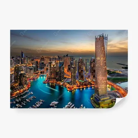 Papier peint vue nocturne de la marina de Dubaï – Wallnifity®