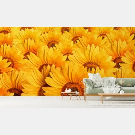 Papier peint mosaïque de tournesols dorés – Wallnifity®