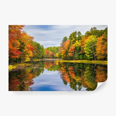 Papier peint reflets d'automne paisibles en Nouvelle-Angleterre – Wallnifity®