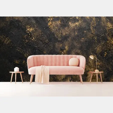 Papier peint abstraction texturée noire et dorée – Wallnifity®
