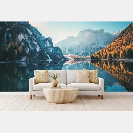 Papier peint reflet paisible au Lac de Braies – Wallnifity®