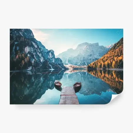 Papier peint reflet paisible au Lac de Braies – Wallnifity®