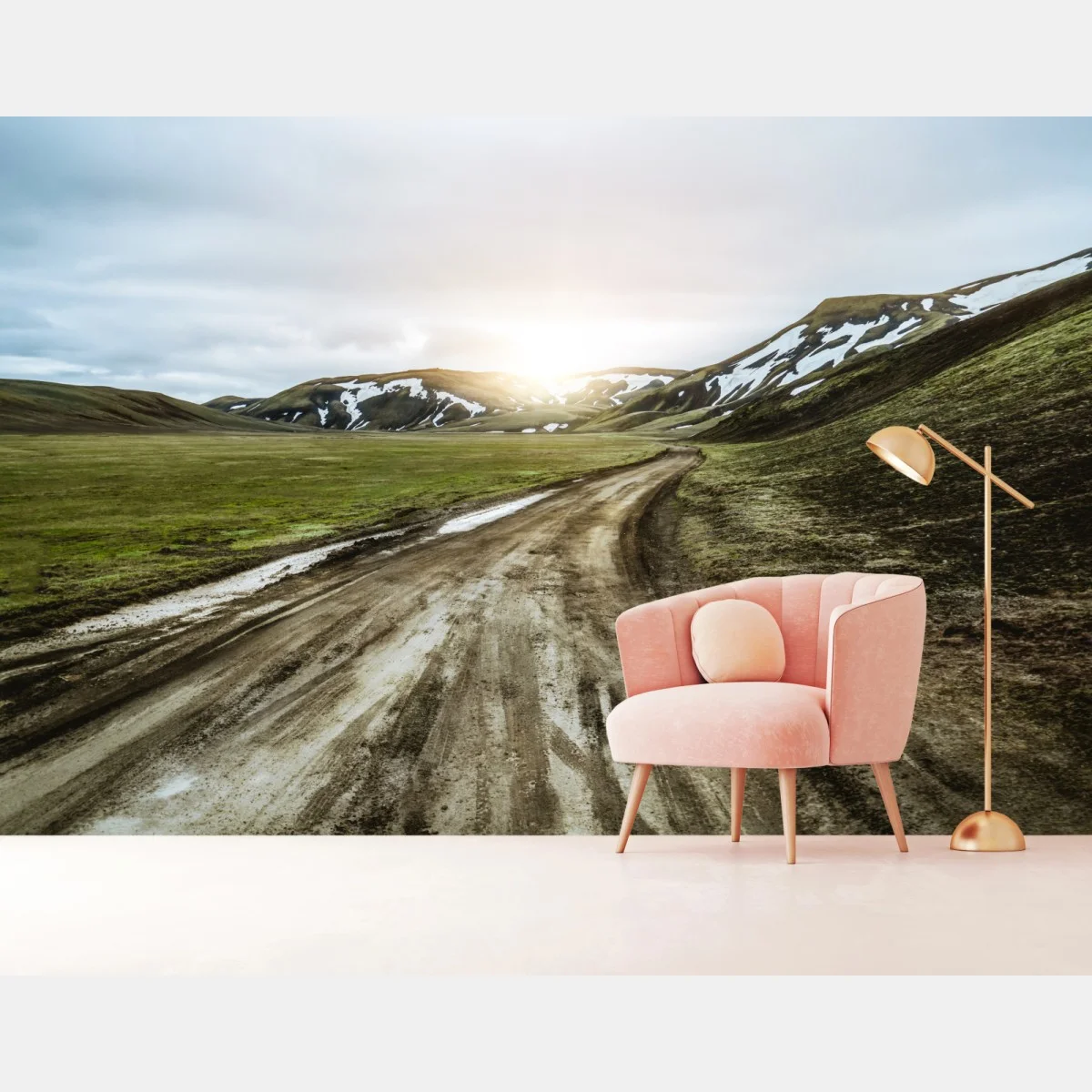 Papier peint route de gravier à Landmannalaugar, Islande – Wallnifity® Papier peint route de gravier à Landmannalaugar, Islande – Wallnifity®