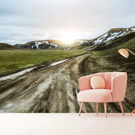 Papier peint route de gravier à Landmannalaugar, Islande – Wallnifity®