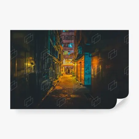 Papier peint ruelle néon de Hong Kong – Wallnifity®