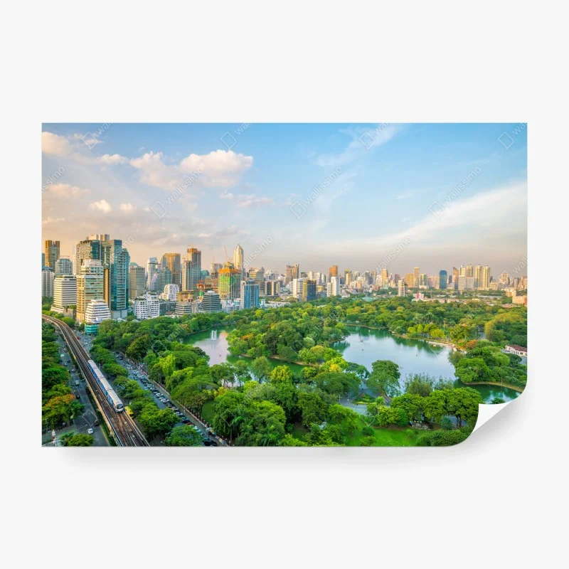 Papier peint vue aérienne du parc Lumpini et du centre-ville de Bangkok – Wallnifity® Papier peint vue aérienne du parc Lumpini et du centre-ville de Bangkok – Wallnifity®