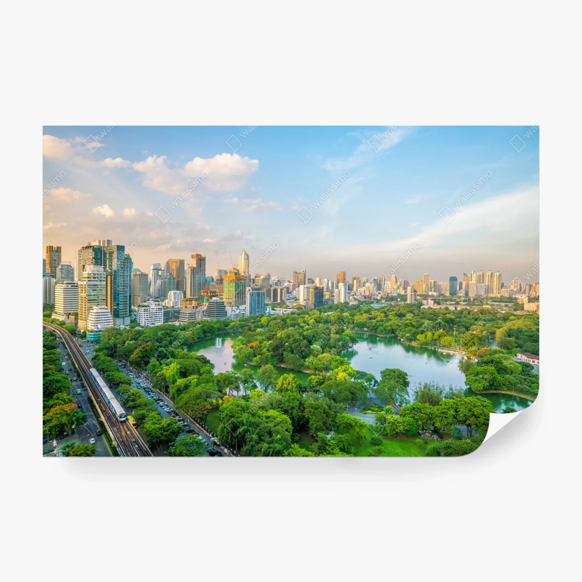 Papier peint vue aérienne du parc Lumpini et du centre-ville de Bangkok – Wallnifity® Papier peint vue aérienne du parc Lumpini et du centre-ville de Bangkok – Wallnifity®