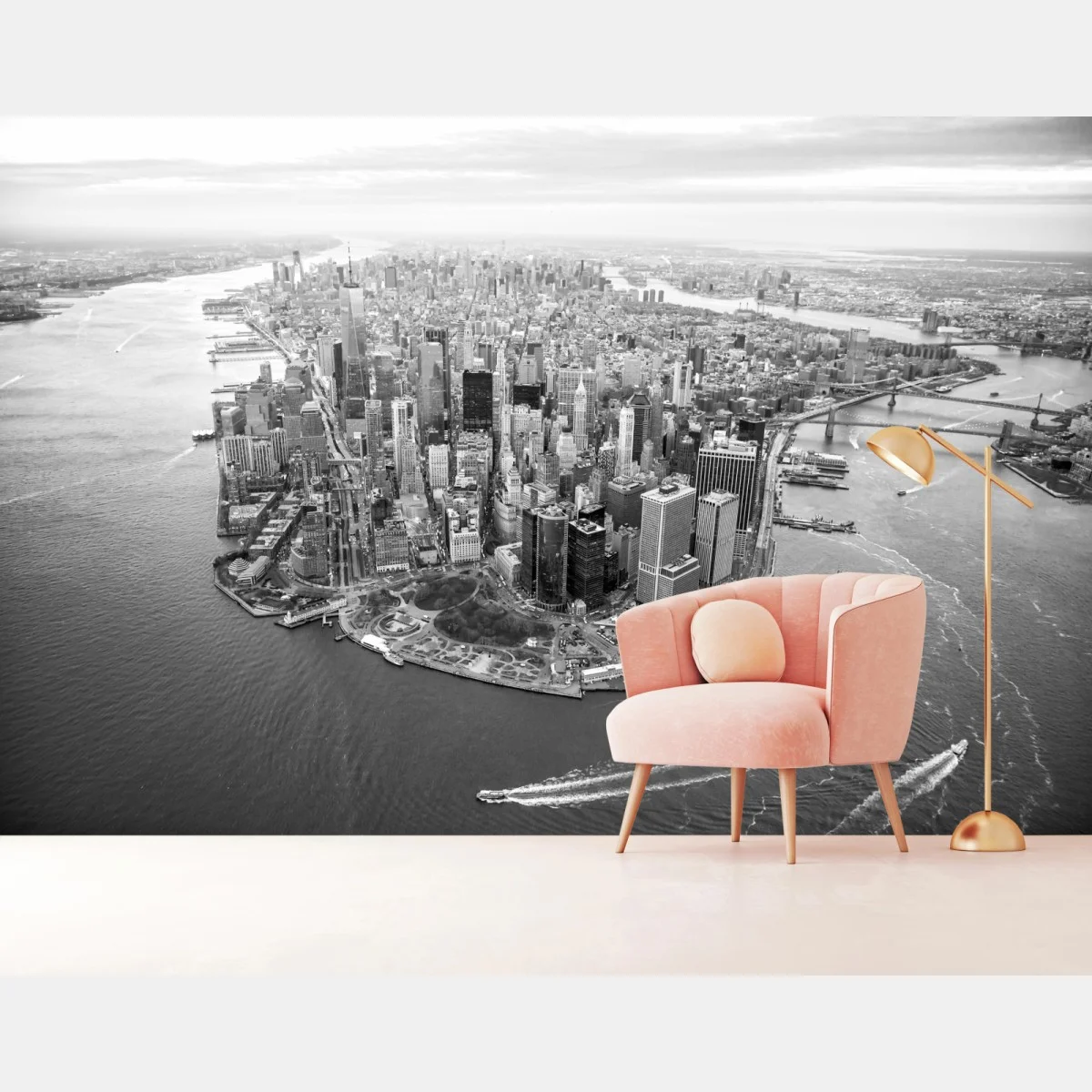 Papier peint panorama aérien de Manhattan en noir et blanc – Wallnifity® Papier peint panorama aérien de Manhattan en noir et blanc – Wallnifity®