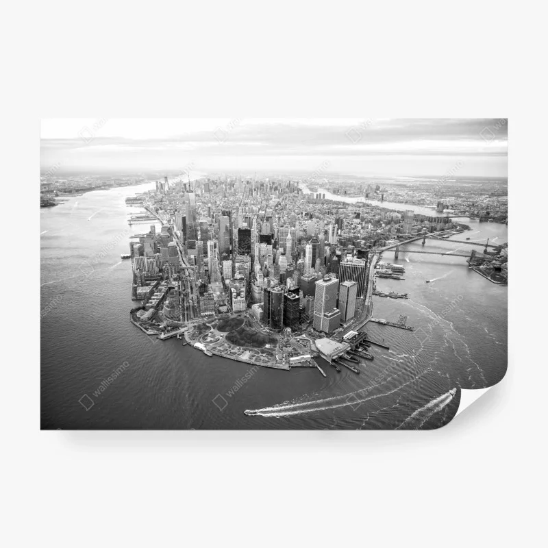 Papier peint panorama aérien de Manhattan en noir et blanc – Wallnifity® Papier peint panorama aérien de Manhattan en noir et blanc – Wallnifity®
