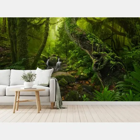 Papier peint refuge verdoyant au cœur de la forêt – Wallnifity®