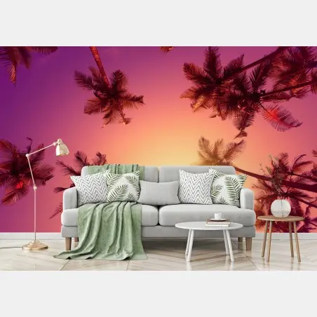 Papier peint paradis tropical au coucher du soleil – Wallnifity®