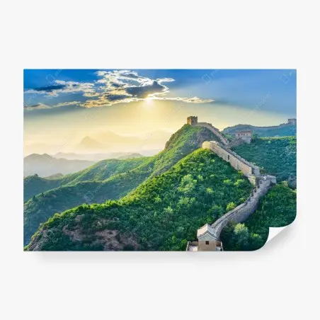 Papier peint panorama de la Grande Muraille de Chine au lever du soleil – Wallnifity®