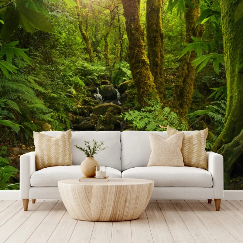 Papier peint forêt luxuriante baignée de lumière – Wallnifity® Papier peint forêt luxuriante baignée de lumière – Wallnifity®