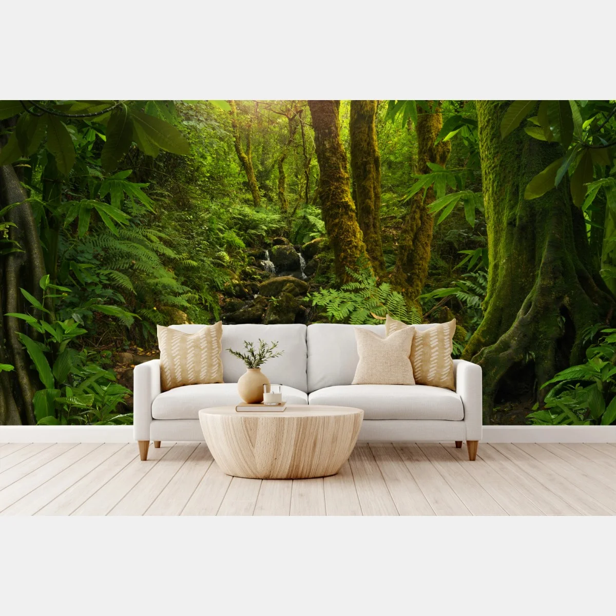 Papier peint forêt luxuriante baignée de lumière – Wallnifity® Papier peint forêt luxuriante baignée de lumière – Wallnifity®