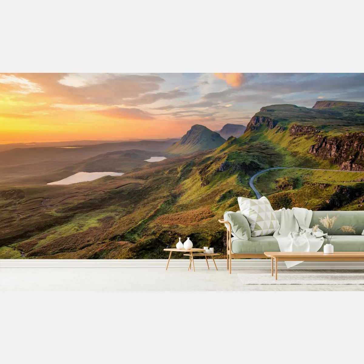 Papier peint coucher de soleil sur les collines verdoyantes – Wallnifity® Papier peint coucher de soleil sur les collines verdoyantes – Wallnifity®