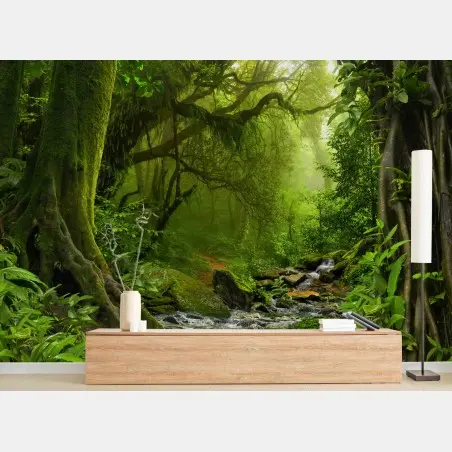 Papier peint refuge verdoyant en forêt tropicale – Wallnifity®