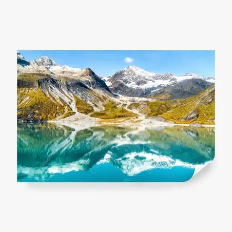 Papier peint reflets alpins sur un lac turquoise – Wallnifity®