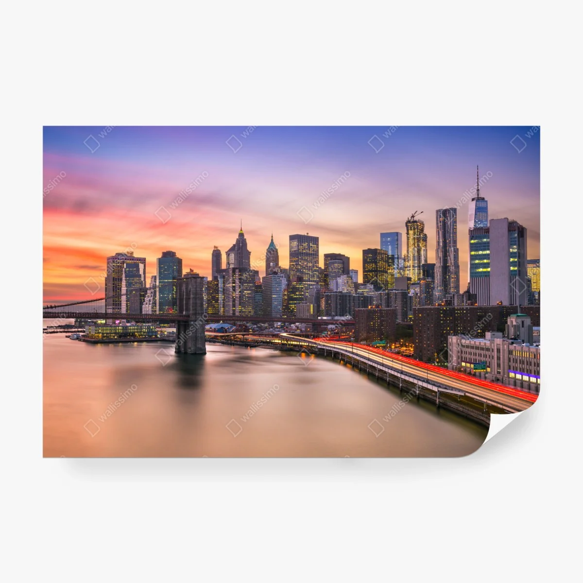 Papier peint coucher de soleil sur le skyline de New York – Wallnifity®