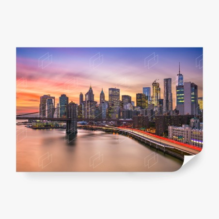 Papier peint coucher de soleil sur le skyline de New York – Wallnifity®
