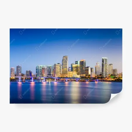 Papier peint panorama nocturne de Miami – Wallnifity®