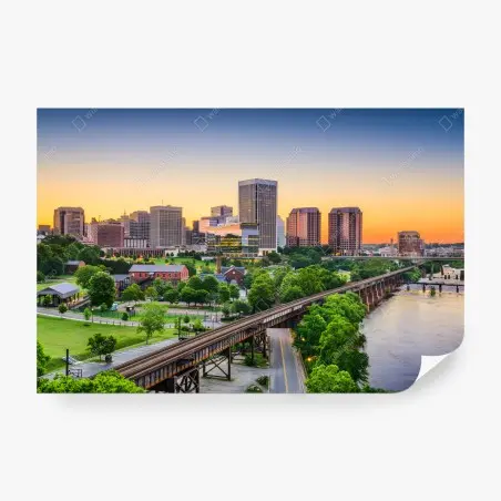 Papier peint skyline de Richmond au coucher du soleil – Wallnifity®