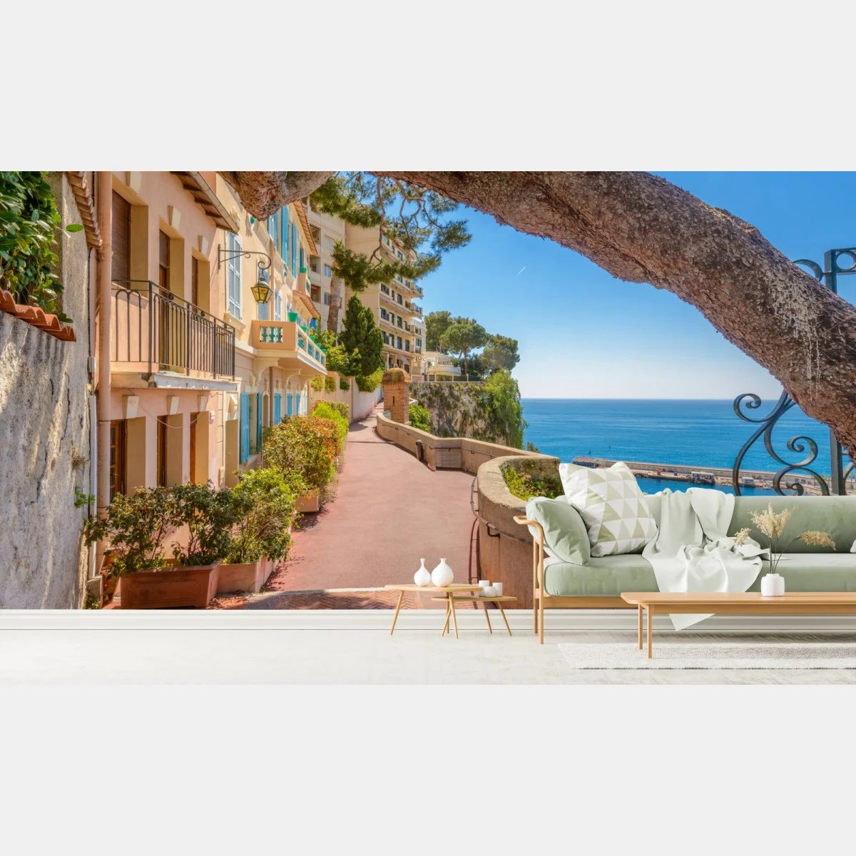 Papier peint promenade ensoleillée à Monaco – Wallnifity® Papier peint promenade ensoleillée à Monaco – Wallnifity®