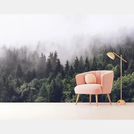 Papier peint brume sur la forêt montagneuse – Wallnifity®