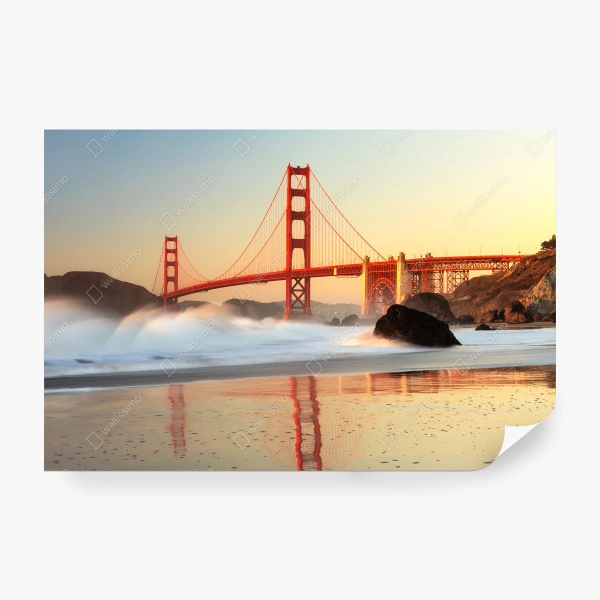 Papier peint vue dorée du Golden Gate au crépuscule – Wallnifity® Papier peint vue dorée du Golden Gate au crépuscule – Wallnifity®