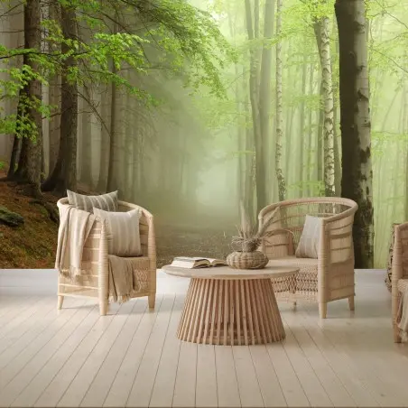 Papier peint sentier brumeux dans la forêt – Wallnifity®