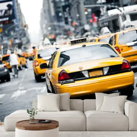 Papier peint taxis jaunes en mouvement à New York – Wallnifity®
