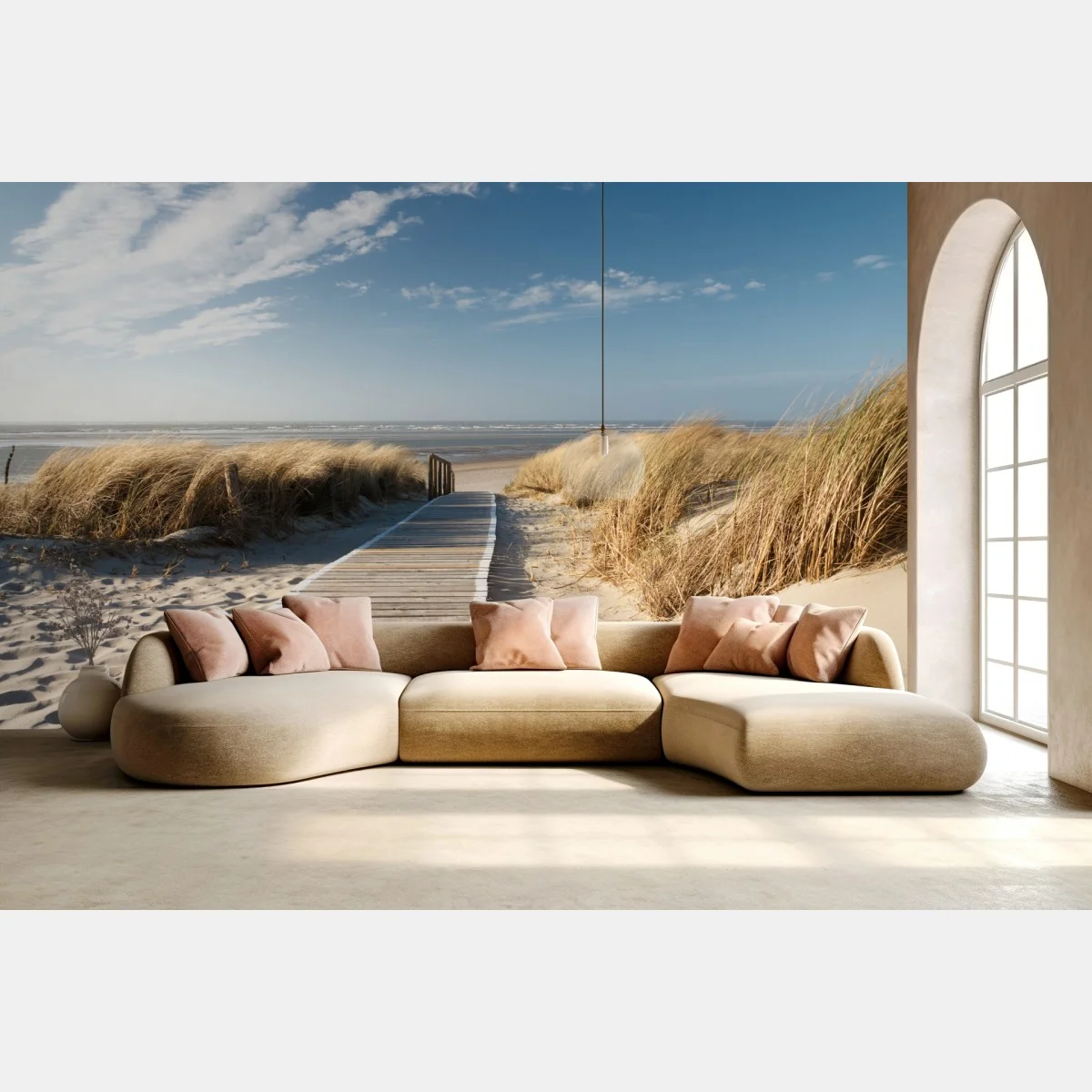 Papier peint chemin de bois vers la mer à travers les dunes – Wallnifity® Papier peint chemin de bois vers la mer à travers les dunes – Wallnifity®