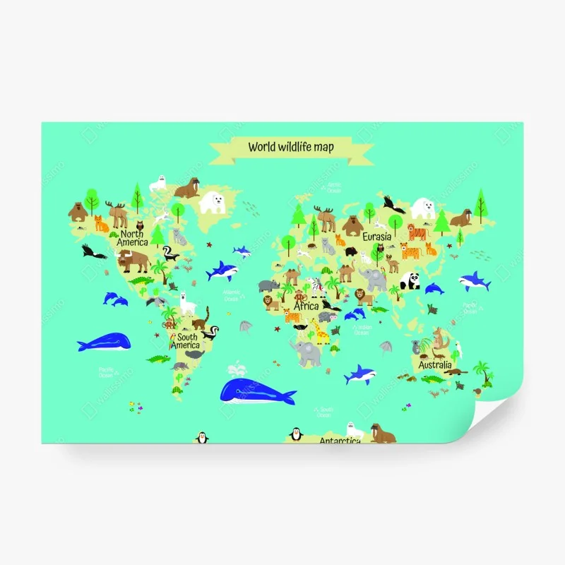 Papier peint carte du monde des animaux – Wallnifity® Papier peint carte du monde des animaux – Wallnifity®