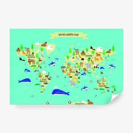 Papier peint carte du monde des animaux – Wallnifity®