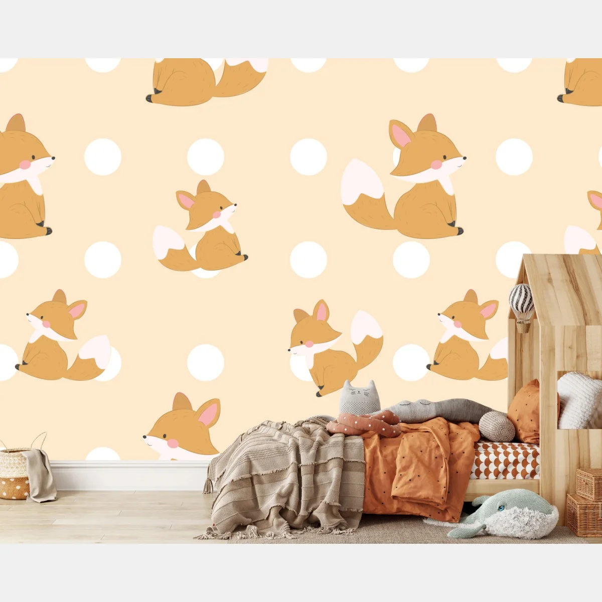 Papier peint renards mignons et pois pastel – Wallnifity® Papier peint renards mignons et pois pastel – Wallnifity®