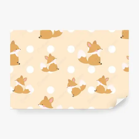 Papier peint renards mignons et pois pastel – Wallnifity®