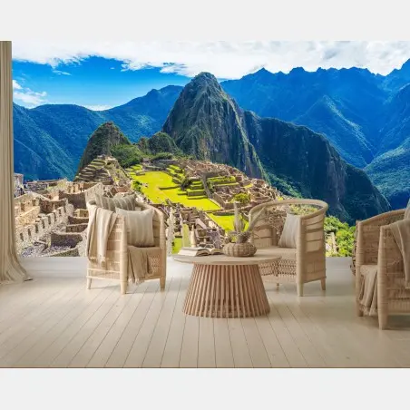 Papier peint vue panoramique de Machu Picchu au cœur des Andes – Wallnifity®