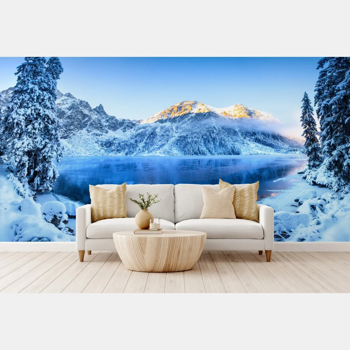Papier peint aurore dorée sur lac gelé – Wallnifity® Papier peint aurore dorée sur lac gelé – Wallnifity®