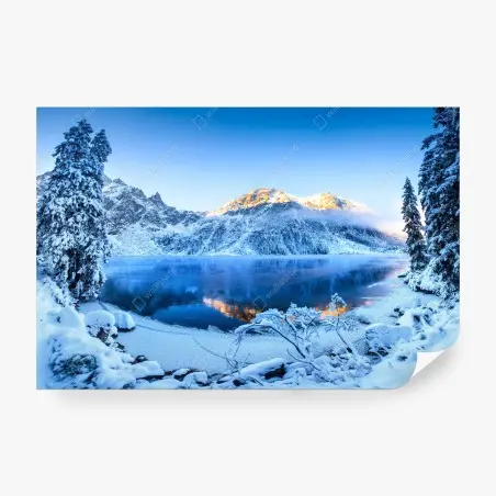 Papier peint aurore dorée sur lac gelé – Wallnifity®