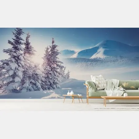 Papier peint lumière d'hiver dans les Carpates – Wallnifity®