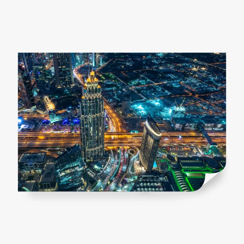 Papier peint panorama urbain nocturne de Dubaï depuis Burj Khalifa – Wallnifity® Papier peint panorama urbain nocturne de Dubaï depuis Burj Khalifa – Wallnifity®