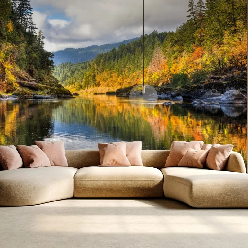 Papier peint paysage du Rogue River aux couleurs d'automne – Wallnifity®