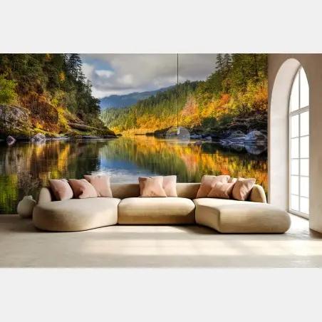 Papier peint paysage du Rogue River aux couleurs d'automne – Wallnifity®