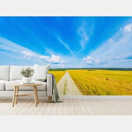 Papier peint route de campagne vers l'horizon doré – Wallnifity®