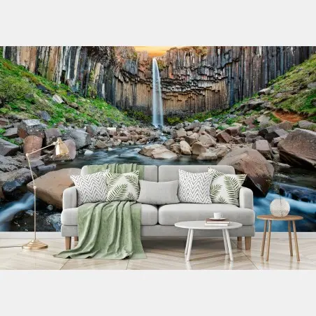 Papier peint cascade de Svartifoss en Islande – Wallnifity®
