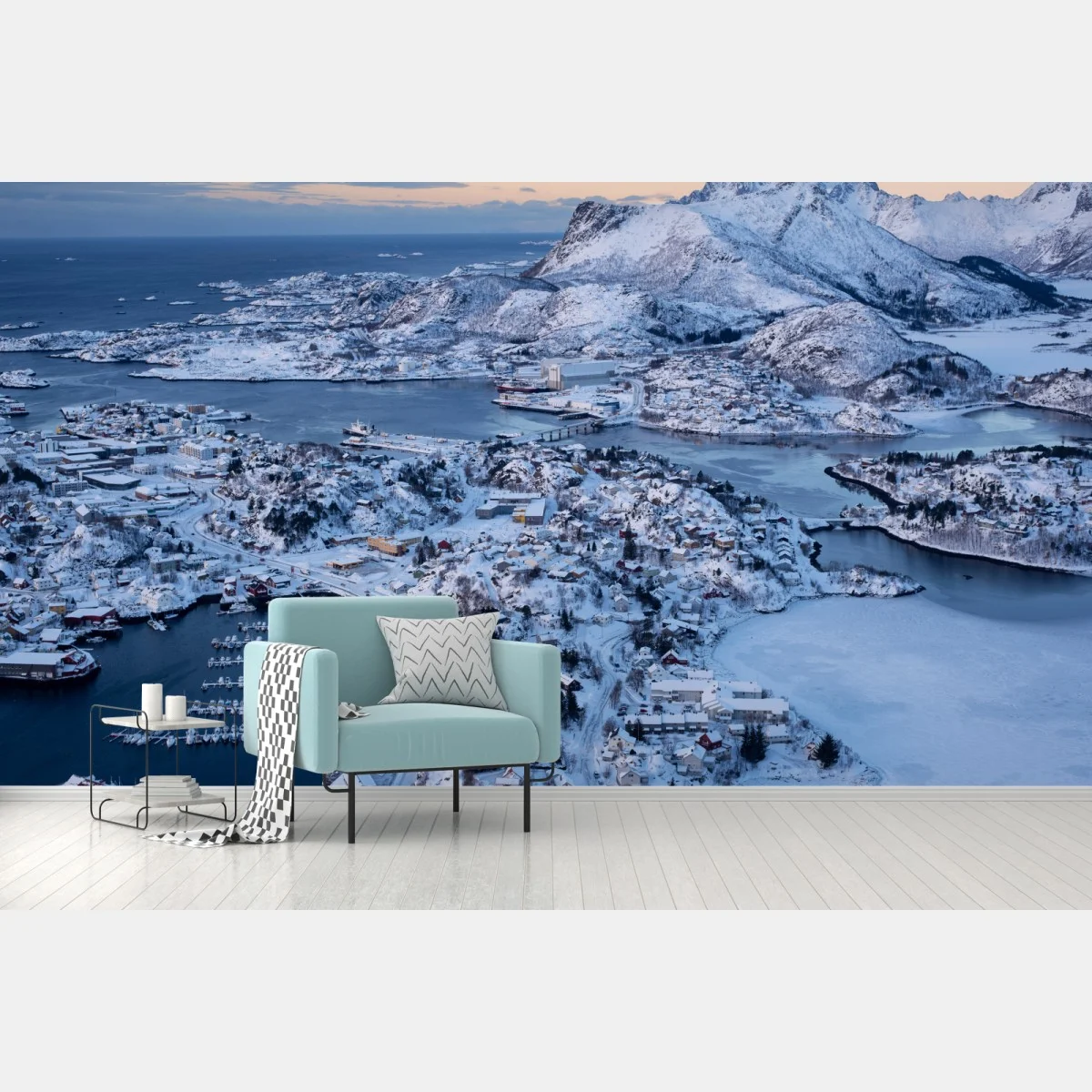 Papier peint hiver arctique à Svolvaer – Wallnifity® Papier peint hiver arctique à Svolvaer – Wallnifity®