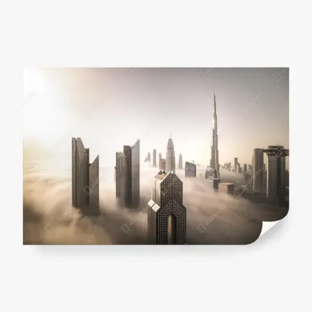 Papier peint brume matinale sur Downtown Dubai – Wallnifity®