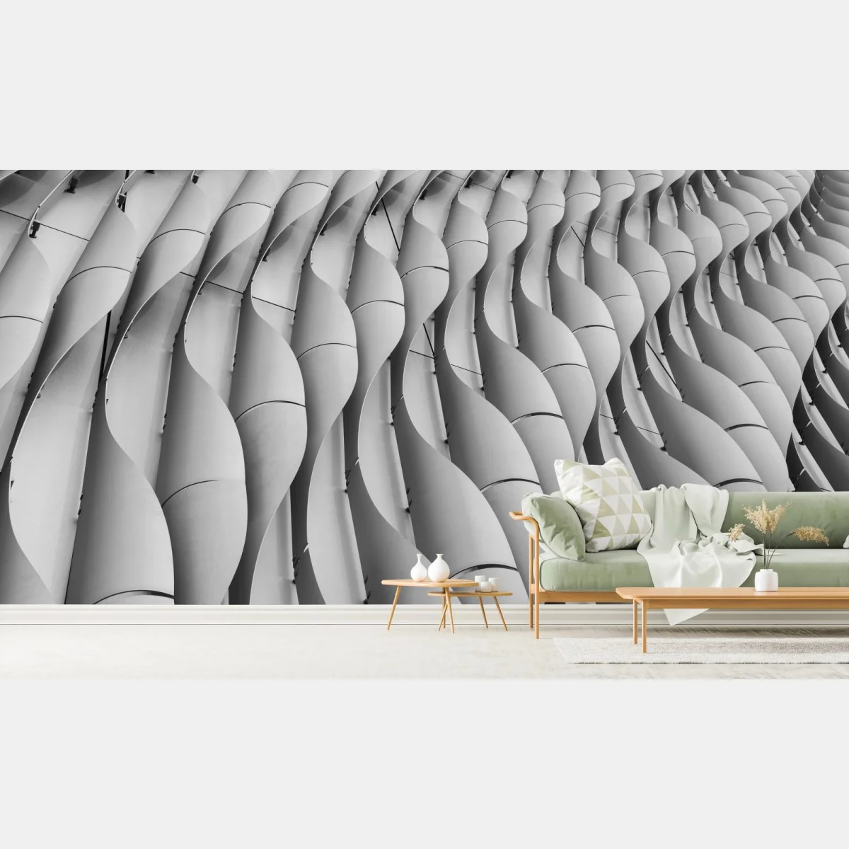 Papier peint motif architectural ondulant en noir et blanc – Wallnifity® Papier peint motif architectural ondulant en noir et blanc – Wallnifity®